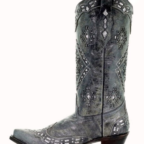Corral Women's Cowboy Boots ~ Grey w/Glitter Inlays ~ Size 9 ~ Wide Calf ~ NWOT - Picture 3 of 5